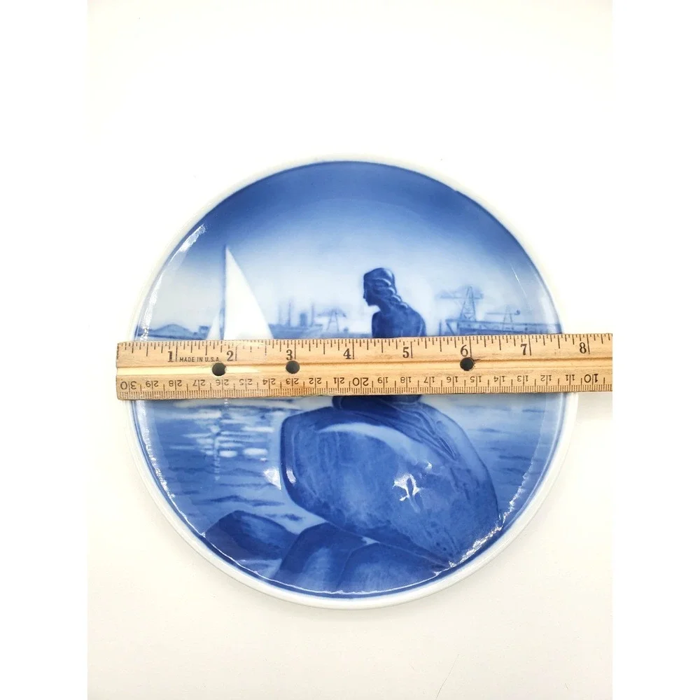 Vtg Royal Copenhagen 'Little Mermaid' Wall Hanging Blue & White 8